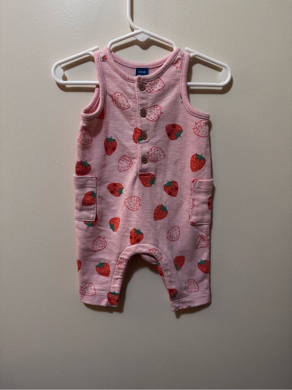 Strawberry Print Sleeveless Baby Romper